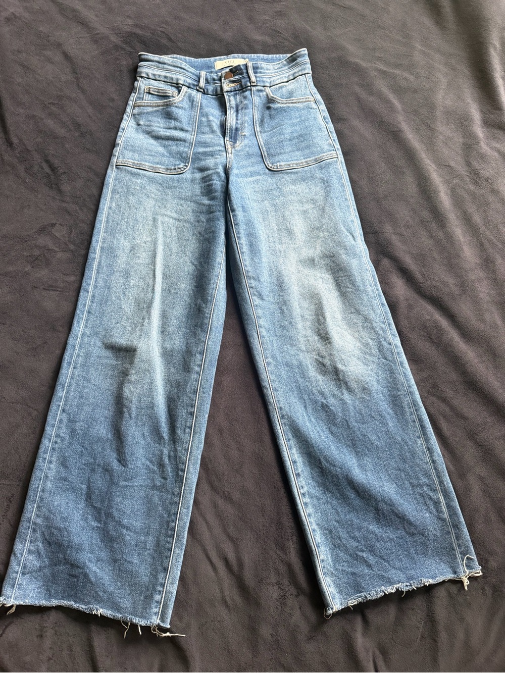 Vici Light Blue High-Rise Wide Leg Jeans with Patch Pockets